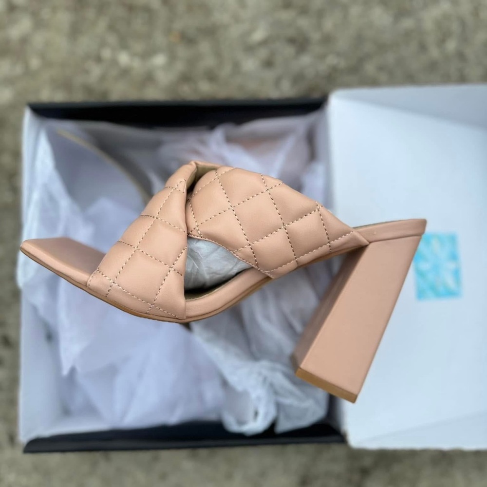 Elegant Tan Quilted Women's Heels